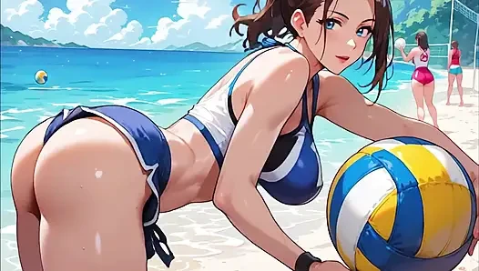 Pesta seks gadis-gadis bola voli di pantai