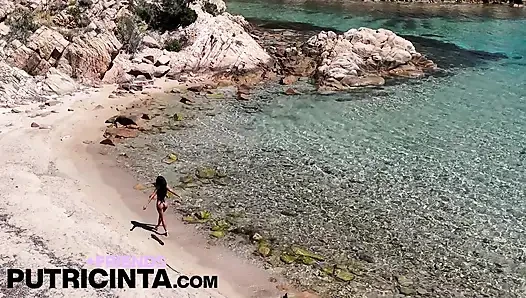Putri Cinta Alone in Exotic Beach Playing With Her Clit Up Close on Camera