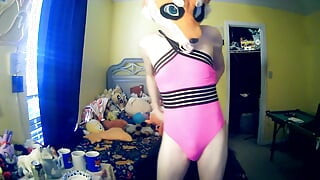 Foxie's Pink Swimsuit Striptease