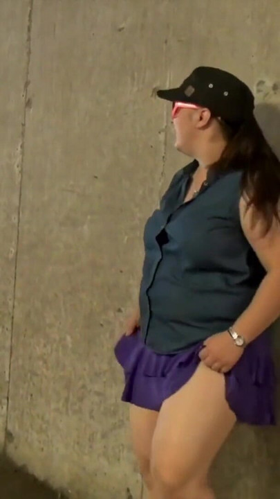 Short and thick brunette outdoor pising and public flashing | Clip 1