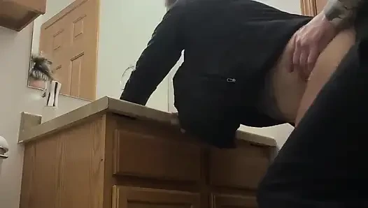 Wife Sneaking to the Bathroom to Get Fucked