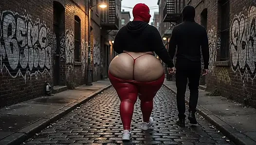 Big Ass Girl Walking in Tight Leggings on the Street