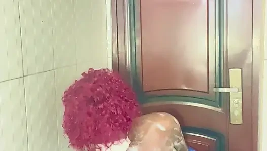 Pregnant woman having her bath
