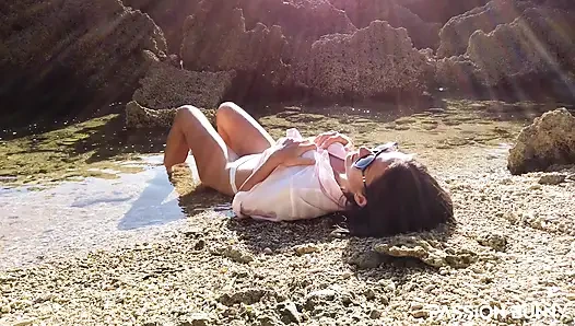 Cute Wife Fingering on Sea Beach