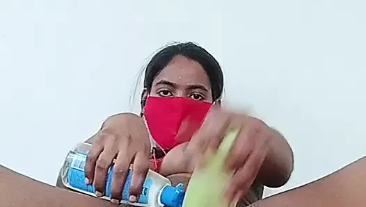 Desi girl masterbating his choot by big dildo in study room