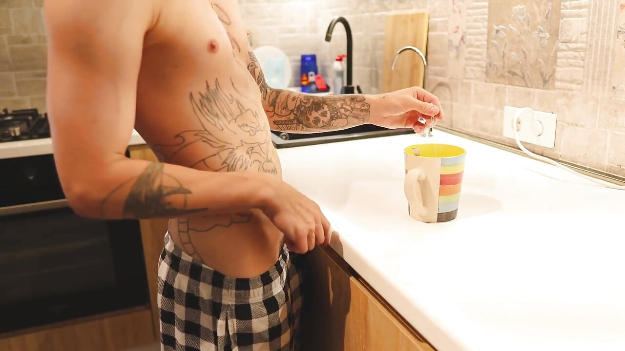 I Caught My Roommate Fingering His Ass in the Kitchen Then I Licked His Ass and Fucked Him