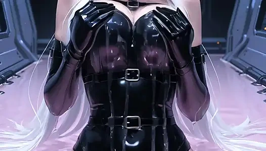 Beyaz saçlı elf anime kız pembe balçıkla sikişiyor