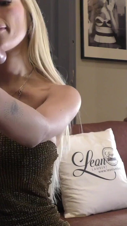 Super hot big boobs blonde in her tight sexy dress gives an incredibly slow oily handjob to a big cock guy | Clip 1