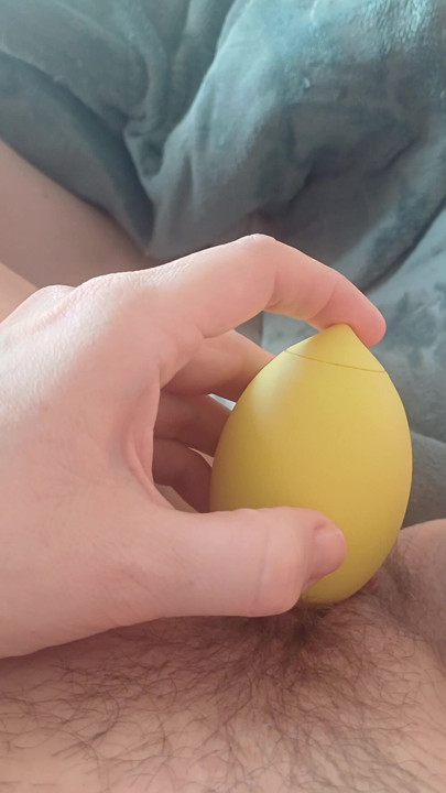Masturbating with my lemon clit suction toy makes my pussy pulsate.