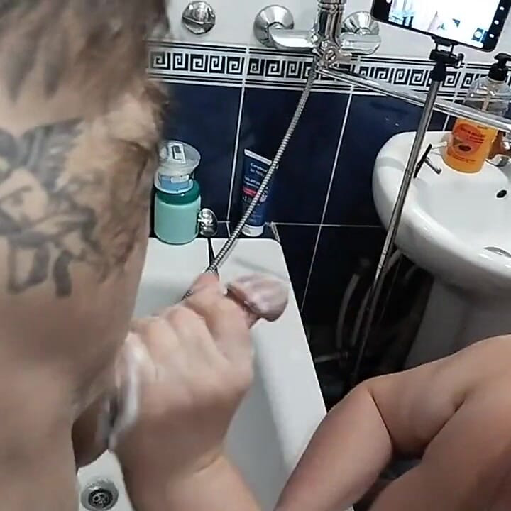 Mother-In-Law Shaves My Dick and Balls in The Bathroom and Then Jerks Off to A Cumshot