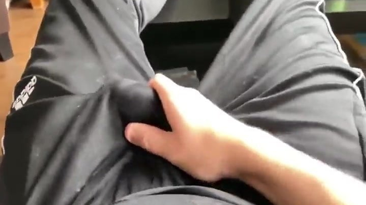 Chilling in my cum stained trackies and adding another load