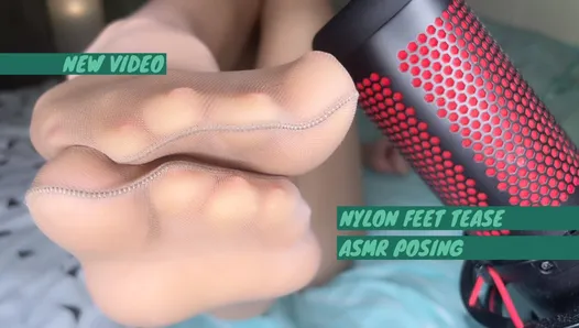 Nude nylon feet tease