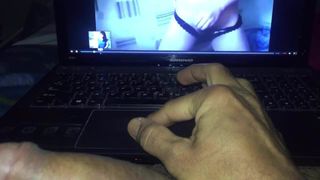 Strocking my cock while watching a femboy jerk off her cock