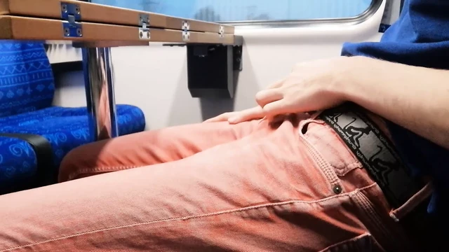 Risky Public Masturbation On Train Coupe