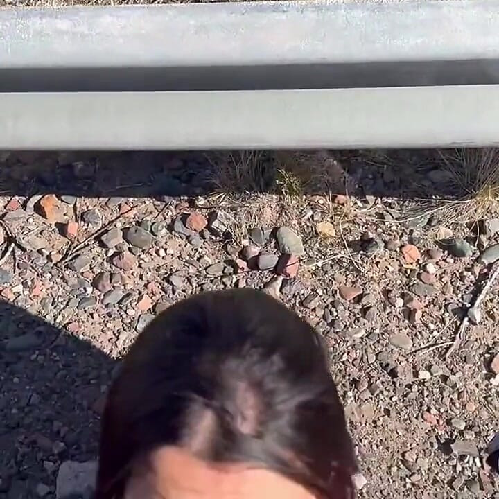 Blowjob in the Middle of the Street with Cum on Her Face