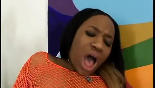 Ebony teens fuck each other hard with dildos in steamy black group action