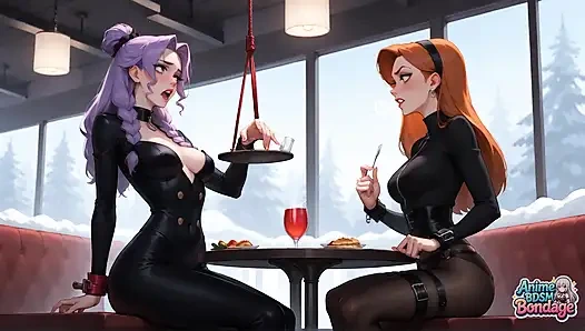 Связанное наслаждение тройной страпон молока сквиртующей шлюхи XXX!