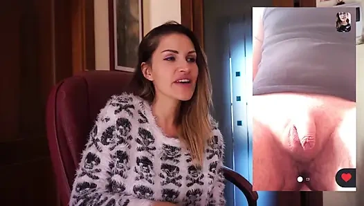 Tante seksi rambut cokelat lagi ngomongin kontol kecil banget di webcam