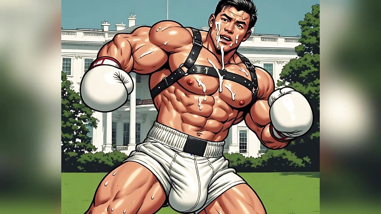 Asian Cum Covered Muscle Men Art