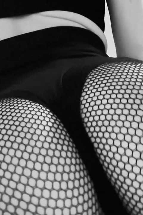 Fishnet Tights Tease in Black and White