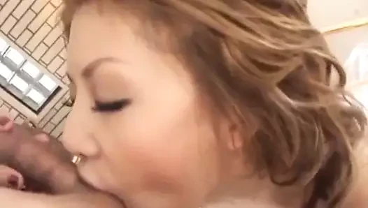 Akane Hotaru uses her mouth and pussy to devour a big cock