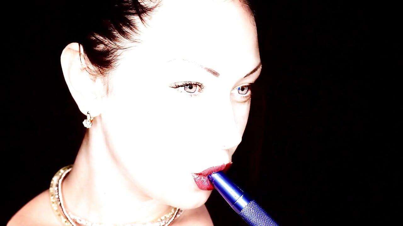 Hookah smoking  & glossy lipstick fetish & smelling & teasing & kissing