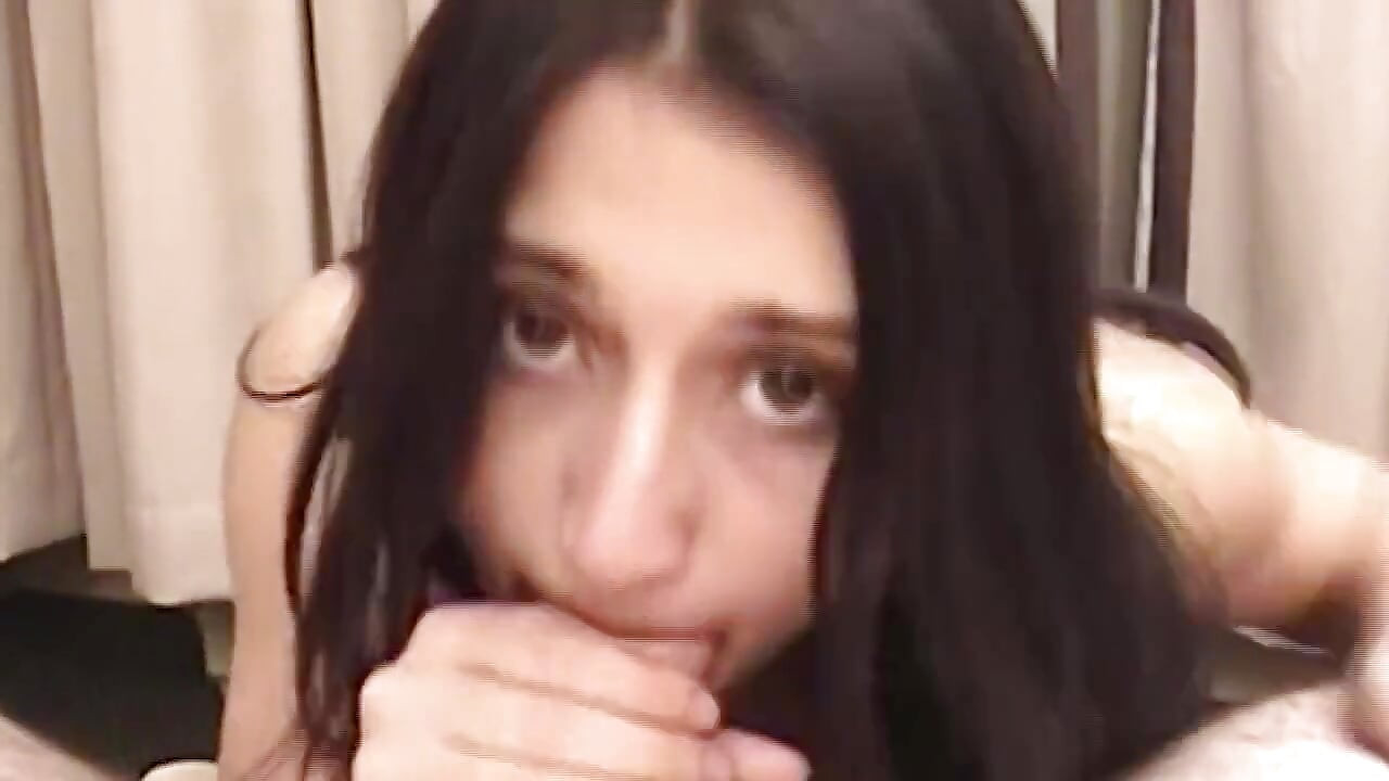 Brunette Sucks Cock Deep and Takes Facial