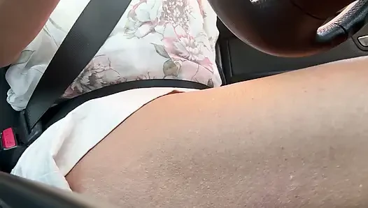 Hot mature lady goes to work and because she's horny she touches her juicy pussy in the car