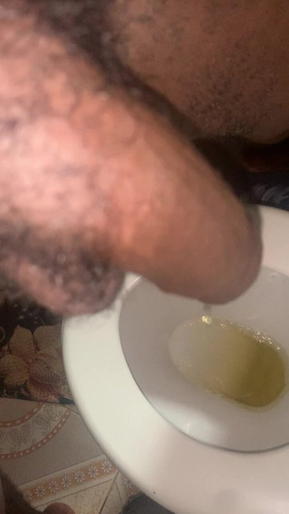 Pissing in Toilet Balls Hanging Desperate Male