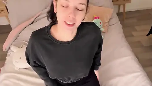 POV - This Slut in Leggings Eats My Cock and Gets a Big Cumshot