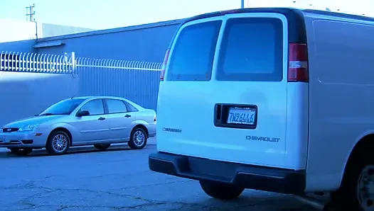 Big titted babe gets fucked in the van