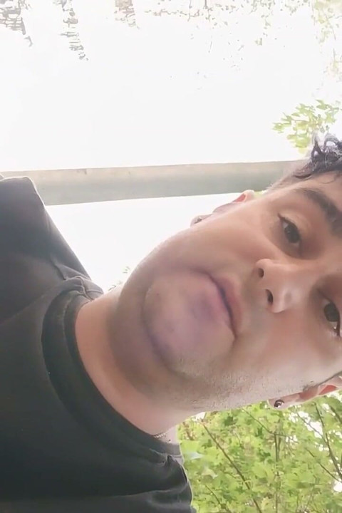 Smoking Outdoor and Showing Balls and Soft Uncut Cock