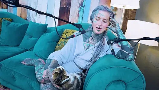I talk about E - Empathy - ASMR podcast SFW talking goth skinny girl dreadlocks tattoo model inked girl