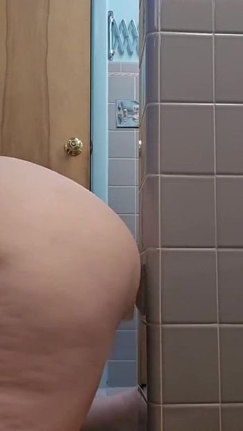 Thrilling moment from "First Time! BBW Fucks Dildo on Wall"