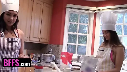 BFFS - The Best Valentines Day Gift Is Three Oiled Up Juicy Pussies Served Straight In The Kitchen