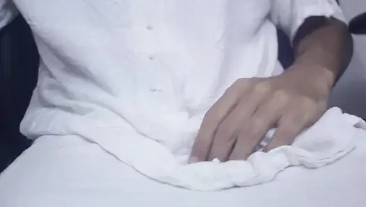 Alone, hot and horny. Cute amateur solo handjob, and exceptional cumshot