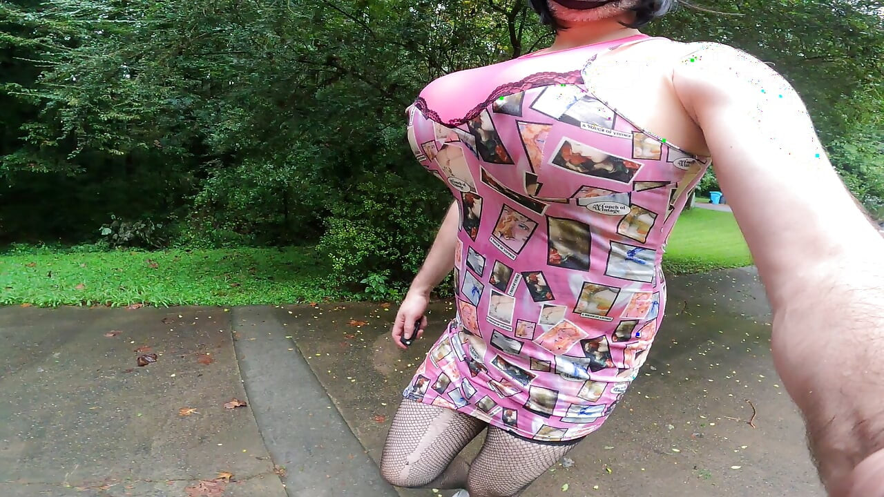 Giant Fake Tits Crossdresser Jon Scarecrow Driving in Drag