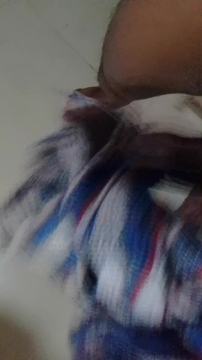 Black cock is being wiped with a towel