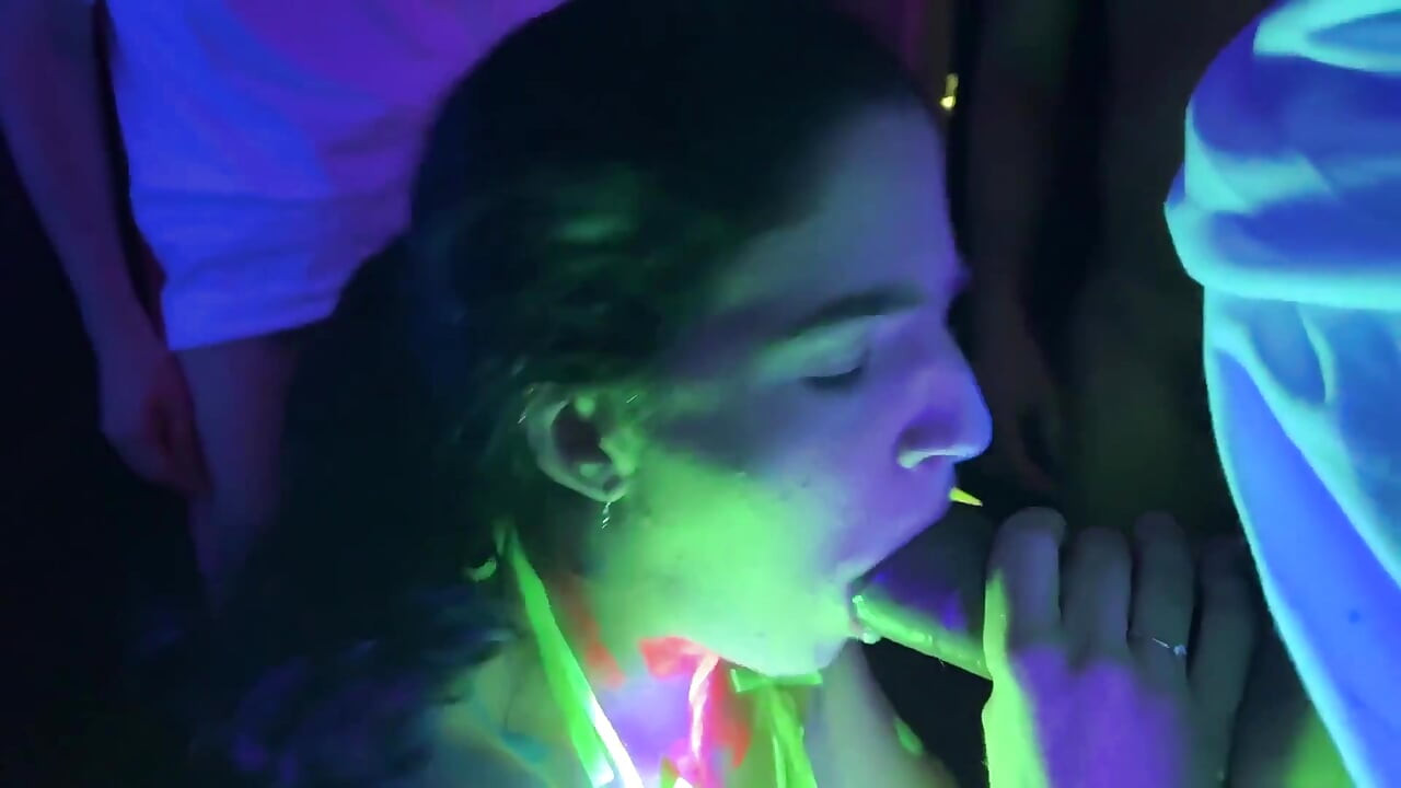 Full Video - Glow Party! Bukkake Gangbang for Cum-hungry Slut - Cliff Media Productions