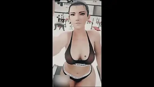 A cute girl fucked by blacked man in gym during exercise