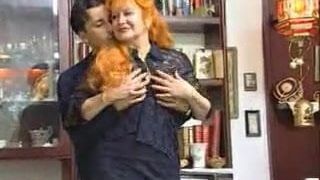 Naughty Redhead Granny Satisfied By Young Guy