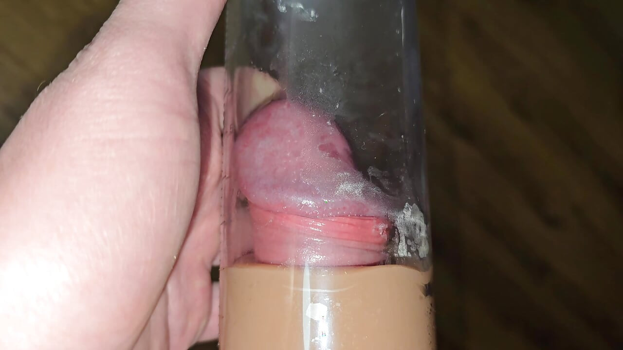 After Orgasm - Pumping My Cock in a Cum-filled Vacuum Pump