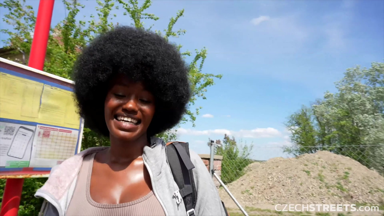 チェコの通り152:かわいい巨乳の黒人の女の子と急いで