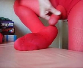 Cum on pantyhose foot