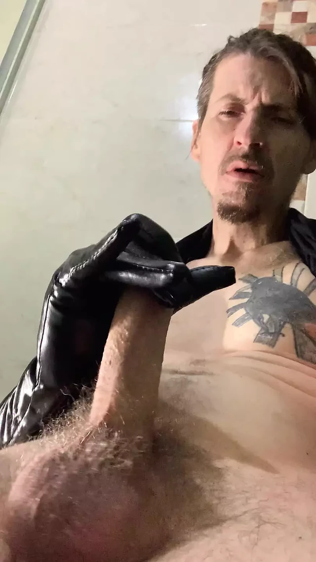 BDSM Latex Glove Cum Load Onto Glove