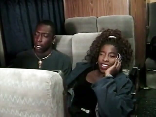 Ebony bitch getting fucked in a bus