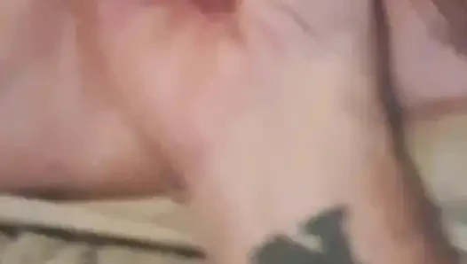 Husband fingers wife's asshole while she rubs her clit