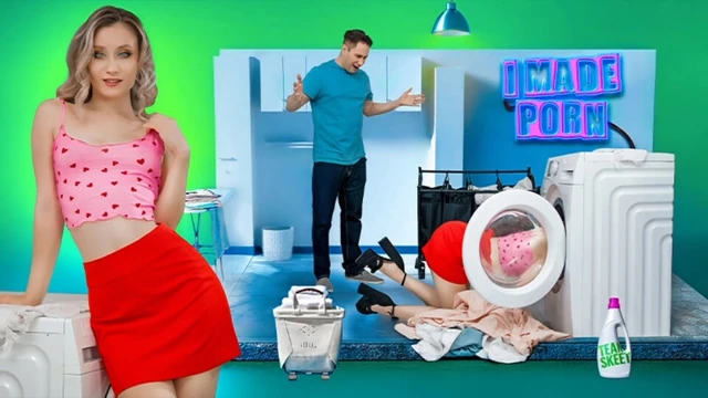 Stuck and Horny - Russian Roommate's Washing Machine Rescue