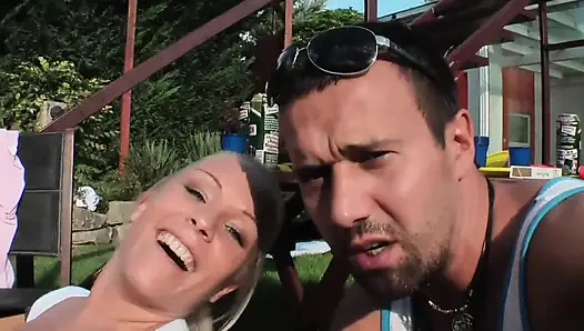 Wild Pool Party Orgy with Blondes Sucking Big Cocks