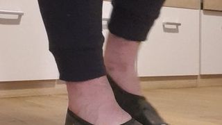 black leather gymnastic slipper